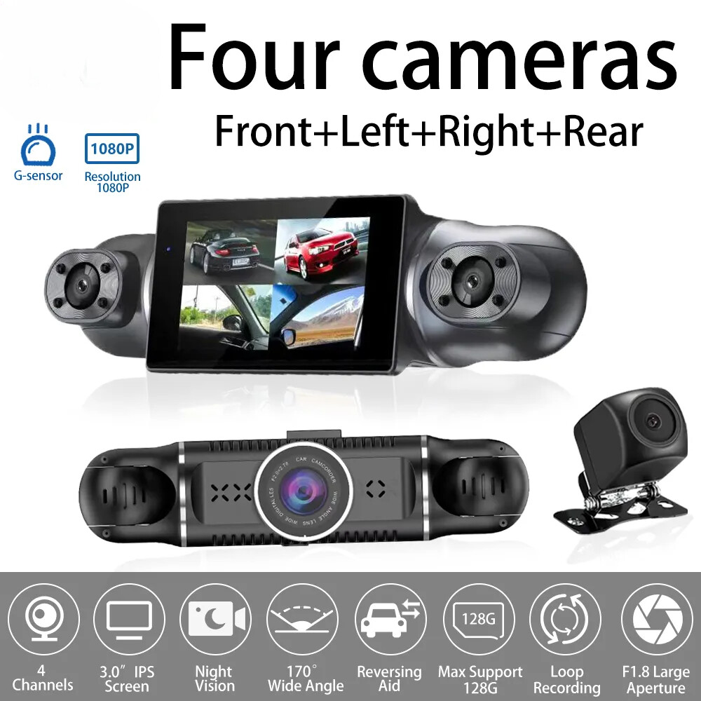 4-Channel HD Dash Cam with 4x1080P Resolution, 24/7 Parking Monitor, Night Vision, and Car DVR Video Recorder for Ultimate Driving Security-image