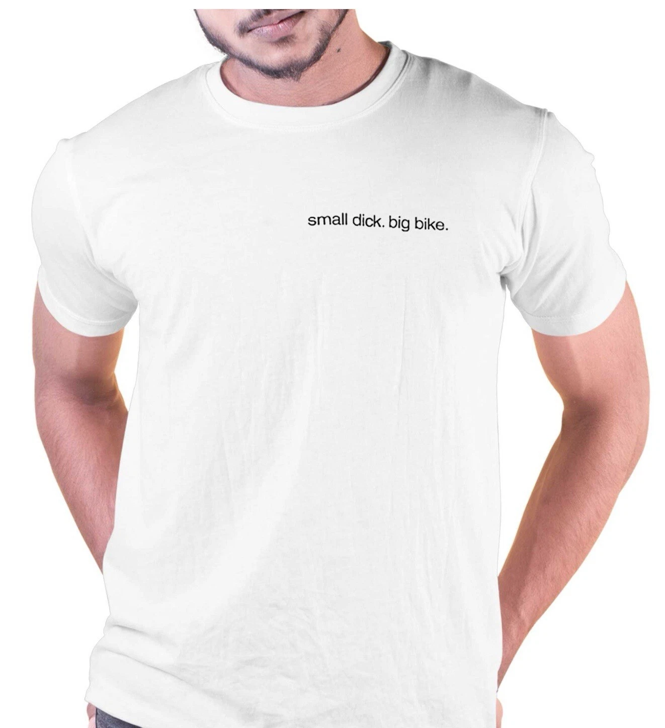 Small Dick Big Bike 2XL T Shirt Funny White Motorcycle Inappropriate T XXL NEW