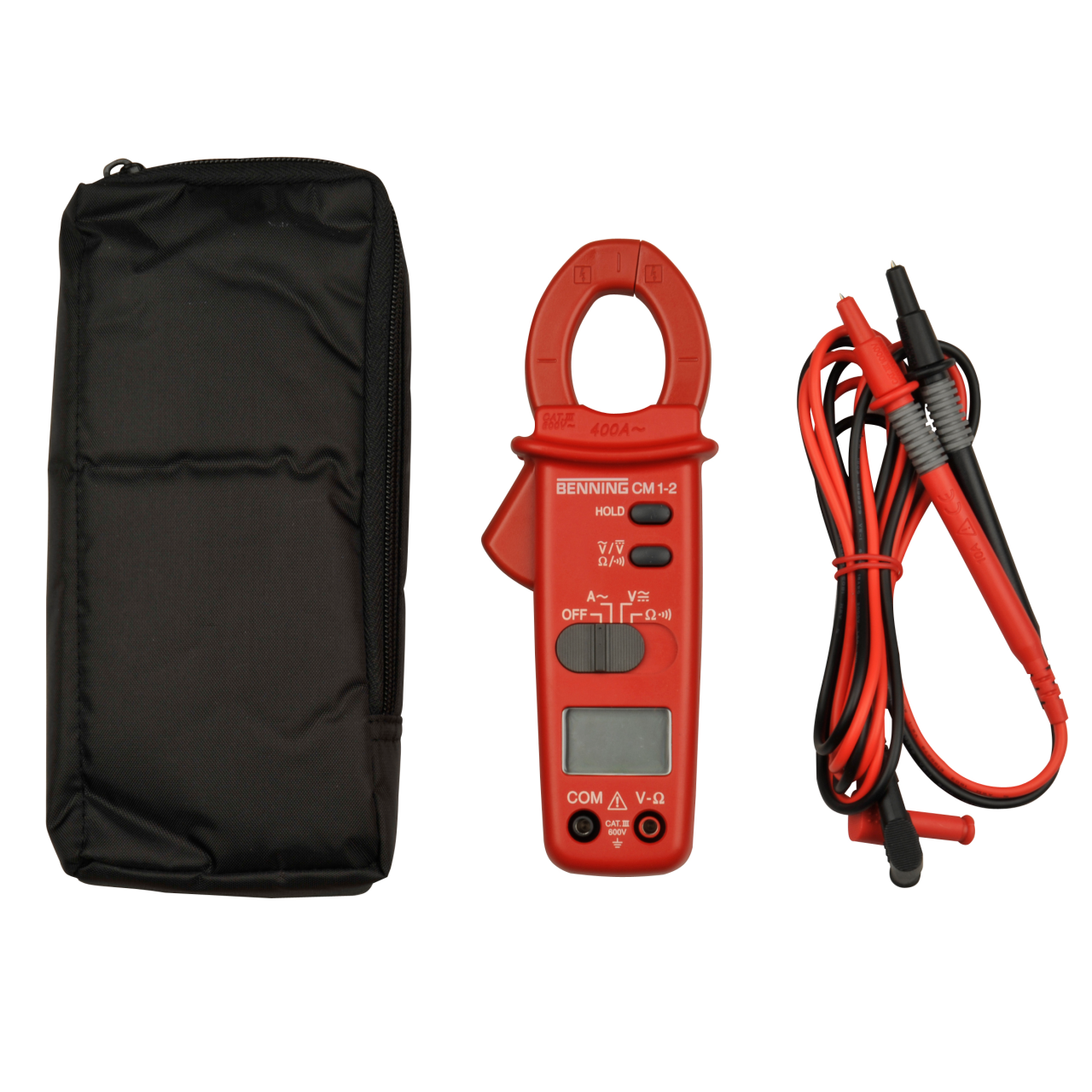 Benning CM 1-2 Digital Stromzangen-Multimeter – Messbereich Bis 400 A AC, Mit Durchgangsprüfung, Cat III 600 V