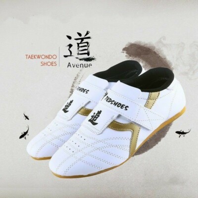 Kinder Herren PU Taekwondo Schuhe Kampfsport chinesisch Kung Fu Tai-Chi weiß