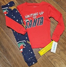 Unisex Boy/Girl Carter's Size 3T 2 Pc Set Pajama "WAITING UP FOR SANTA" NWT