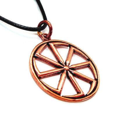 Collier Pendentif Kolovrat Soleil à 8 Branches - Symbole Slave Svarog - Cordon Ajustable
