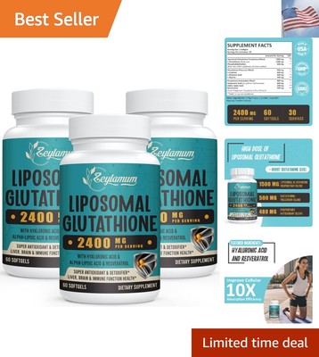 2400 MG Liposomal Glutathione Softgels, Max Absorption, Active Form L-Glutath...