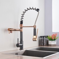 Black Rose Gold Single Handle Brass Kitchen Faucet Pull Down Swivel Mixer Tap