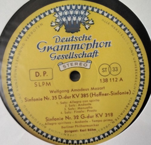 DGG 138 112 SLPM MOZART, BOHM SYMPHONY K.385 HAFFNER GERMANY RED STEREO 1960 LP - Picture 3 of 3