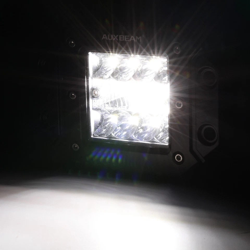 AUXBEAM 5"INCH Flush Mount LED Pod Offroad Driving Fog Lamp White Light Cube Bar - Image 4 of 4