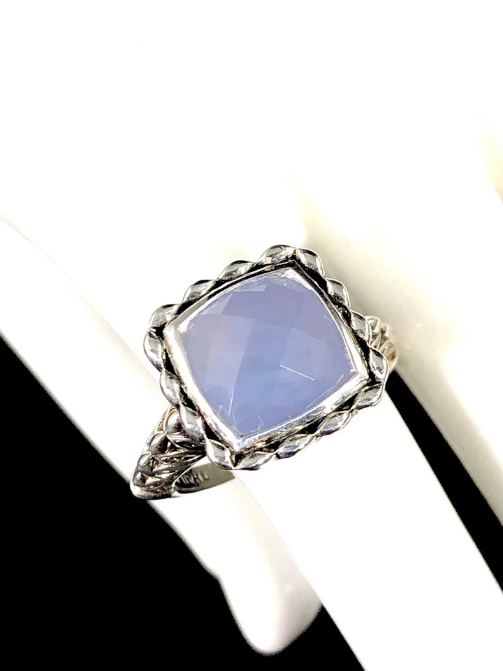 JOHN HARDY 'ANGELA' 925 STERLING SILVER CHALCEDONY STONE RING SIZE 6 Foto 3 de 4