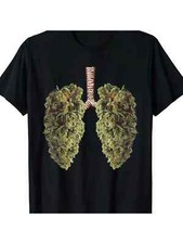 Men's 100 Cotton Graphic T-Shirt - Fun Weed Lung Print, Crew Neck,