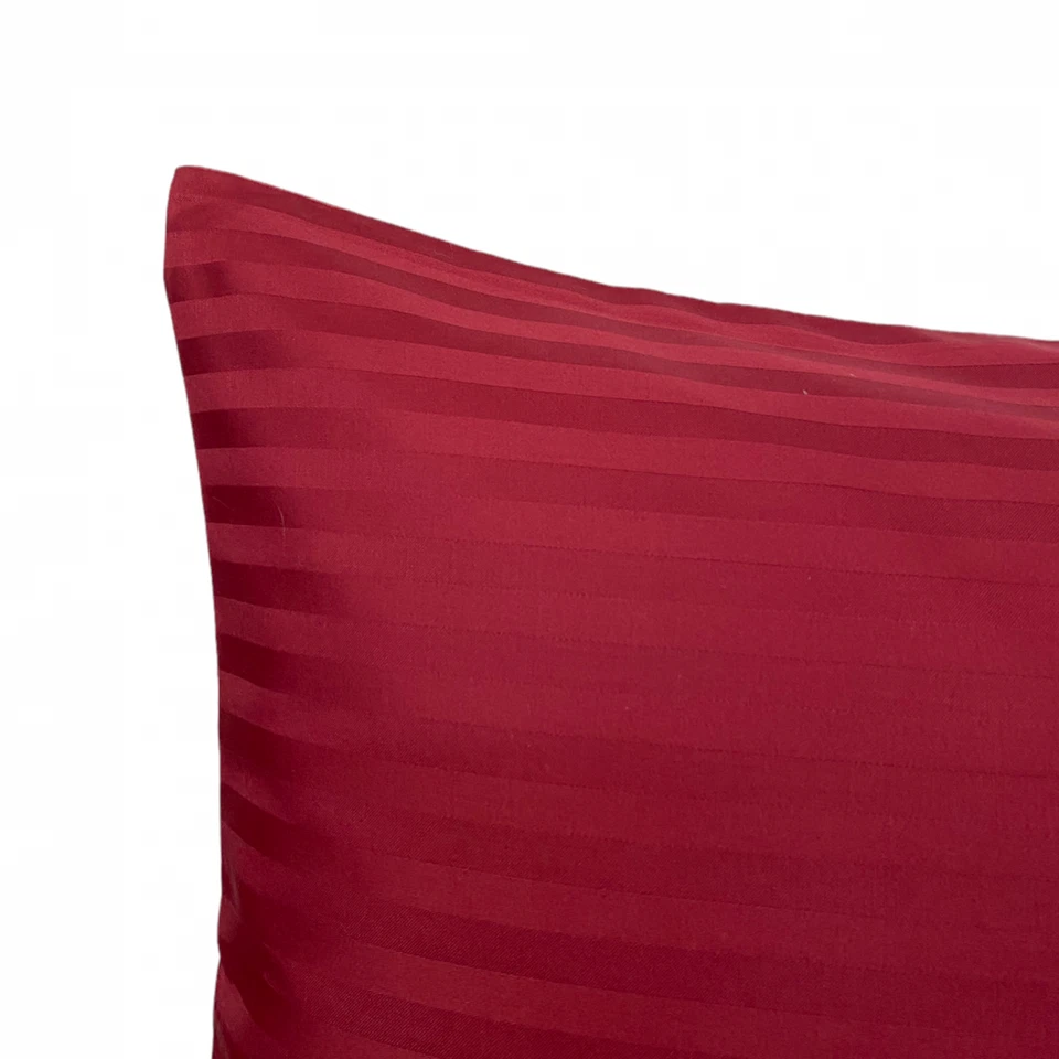 柔软被套套装 3 件套红色条纹埃及棉缎单人双人特大号 — 第 3/4 张图片