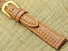 Vintage Hadley Roma NOS Unused Brown Leather w Gold Tone Buckle Watch Band 12mm