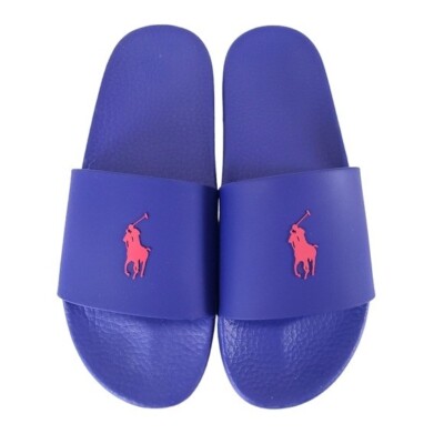 Polo Ralph Lauren Mens Blue Slides Sandals Shoes Size 14