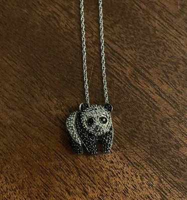 2.50 Ct Round Cut Simulated Diamond Cute Panda Pendant 14K White Gold Plated
