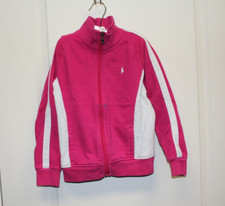 Polo Ralph Lauren Girls Size 6X Pink White Jacket Authentic Full Zip Striped