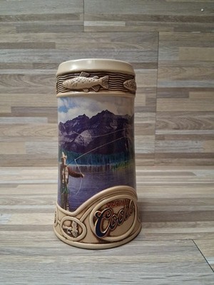 Original Coors Stein 1996 ''LIFE IN THE ROCKY MOUNTAINS'' Fly Fishing Beer Mug