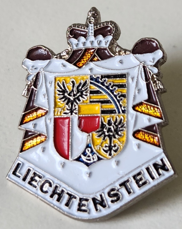 Liechtenstein Switzerland Enamel Souvenir Shield Pin with Original & Extra Clasp