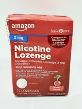 Amazon Basic Care Nicotine Polacrilex Lozenge 2 mg 72 Count Cherry Exp 04/2027
