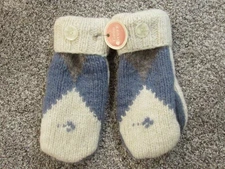 Good Stuff Wool Mittens made from recycled Wool Sweaters Blue and white L Large