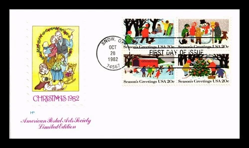 US COVER CHRISTMAS CHILDREN PLAYING FDC SETENANT HOUSE OF FARNAM CACHET