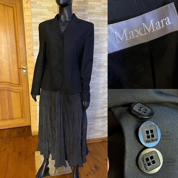 Women Max Mara Blazer Black Polyester 38 / M