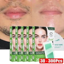 30-300X Facial Wax Strips & Finishing Wipes Face Hair Eye Chin Upper Lip Jawline
