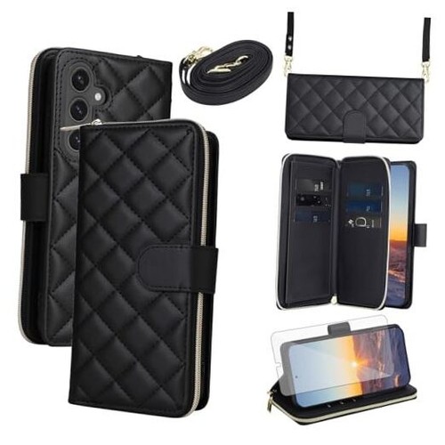 Asuwish Phone Case for Samsung Galaxy S24 FE 5G Wallet Cover for S24 FE Black