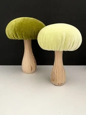 Set Flora Bunda Green Velvet Mushroom Retro Mushrooms Shelf Sitter Spring Decor
