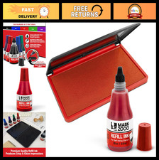 Premium Red Self-Inking Stamp Refill Ink 3" x 6" Felt Pad - Quality Replacemen