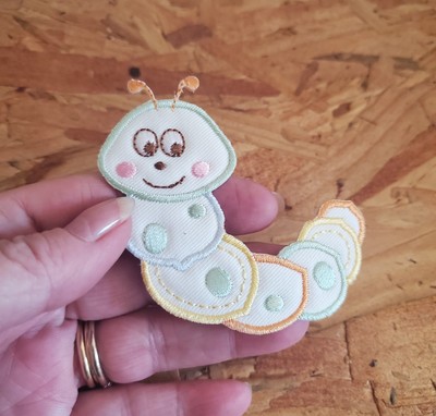Caterpillar - Baby Design -  Cream Pastels - Iron On Applique Patch