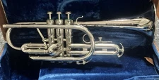 VINTAGE 1966 F.E. OLDS & SON “STUDIO” NICKEL PLATED CORNET - 1ST VALVE TRIGGER