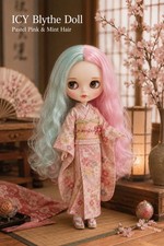 Free shipping Custom Blythe Doll pink mint green Hair matte Face White Skin 1/6