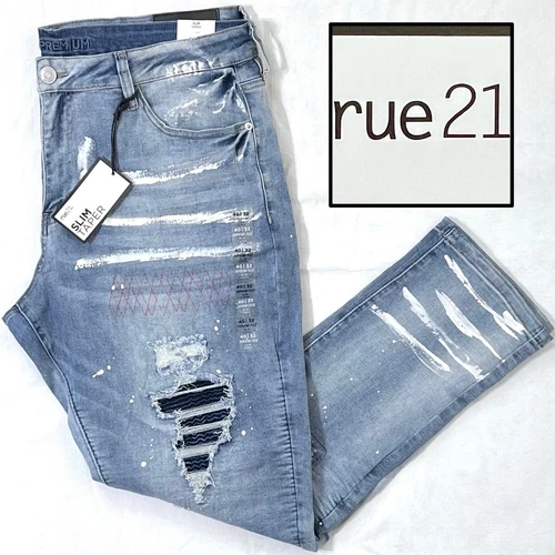 Pantalon jean homme Supreme Flex slim conique denim vieilli taille 40x32 neuf avec étiquette RUE21