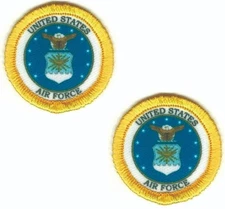 US Air Force Iron On Patch Set Embroidered Round Applique USAF Military Emblem