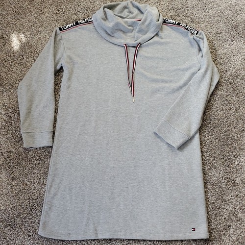 Tommy Hilfiger Small Cowl Neck Knit Dress Iconic Logo Casual Pullover Drawstring - Bild 1 von 7