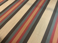 Red Navy Teal Beige Orange Jacquard Stripe Upholstery Fabric  1.5 yds x 57  