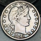 1893 Barber Quarter 25C Liberty Head Ungraded Choice 90% Silver US Coin CC28473