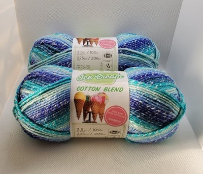 Lion Brand Ice Cream Cotton Blend Yarn, 3.5oz, 100g, Lot of 2, Rare!