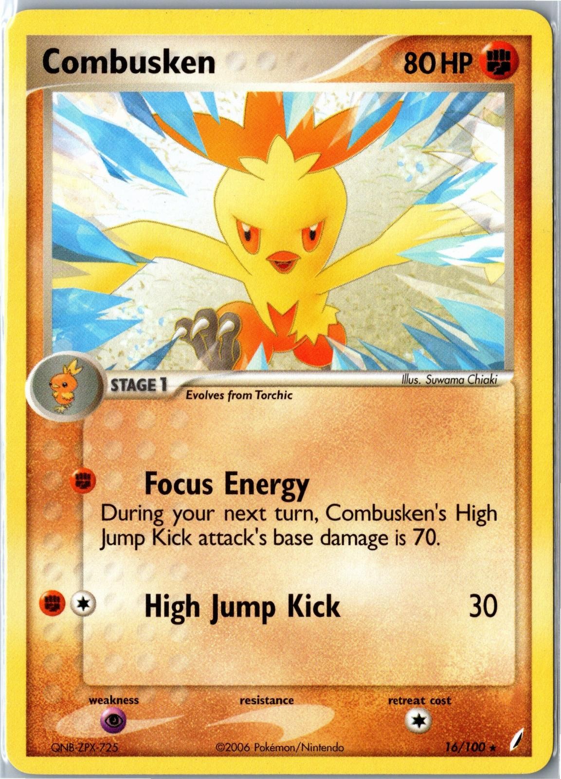Pokemon Card - Combusken 16/100 Crystal Guardians Rare Moderately Played