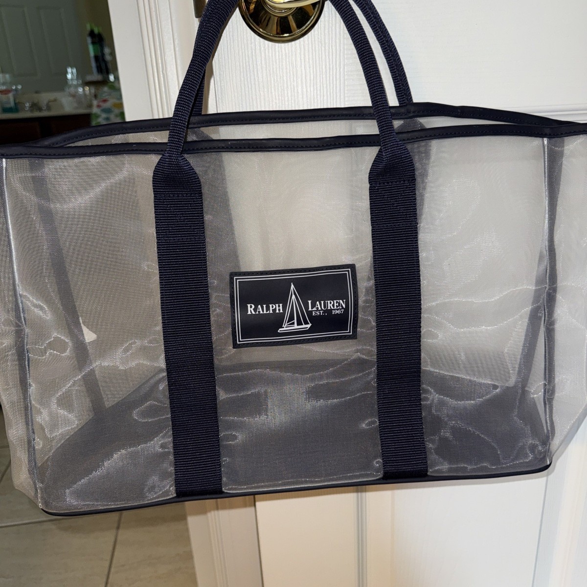 VTG 90s Ralph Lauren Polo Sport Mesh Beach Bag Pool Tote Sand Free