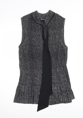 DKNY Damen ärmellose schwarze Tunika Bluse-Größe 6