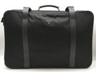 PRADA Black Nylon Leather Rolling Suitcase Travel Luggage Triangle Logo