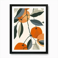 Persimmon Close Up Illustration 1 A Framed Wall Art Poster Canvas Print Picture