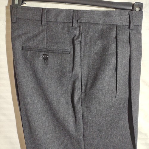 NEU Austin Reed Signature 100 % Kammgarn Wolle 38 x 32 Bündchen Plissee grau Hose - Bild 3 von 14
