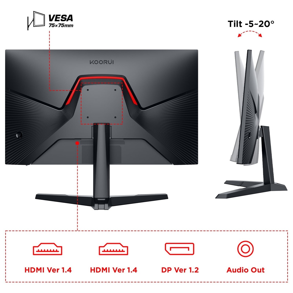 KOORUI 24E3 24'' FHD IPS PC Gaming Monitor, 1ms, 165Hz, 99% sRGB