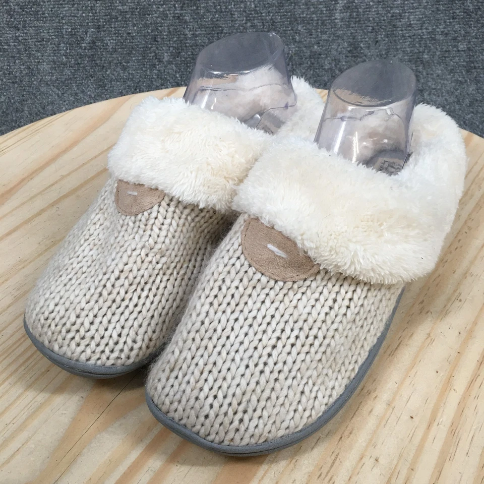 Zapatillas Dluxe by Dearfoams para mujer 11-12 Carol tejido rasguños zuecos beige punta cerrada Foto 3 de 4