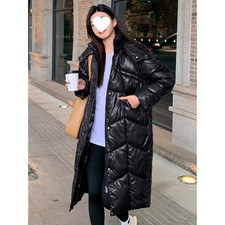 Womens Knee-length Hooded Relaxed-fit Cotton Coat
