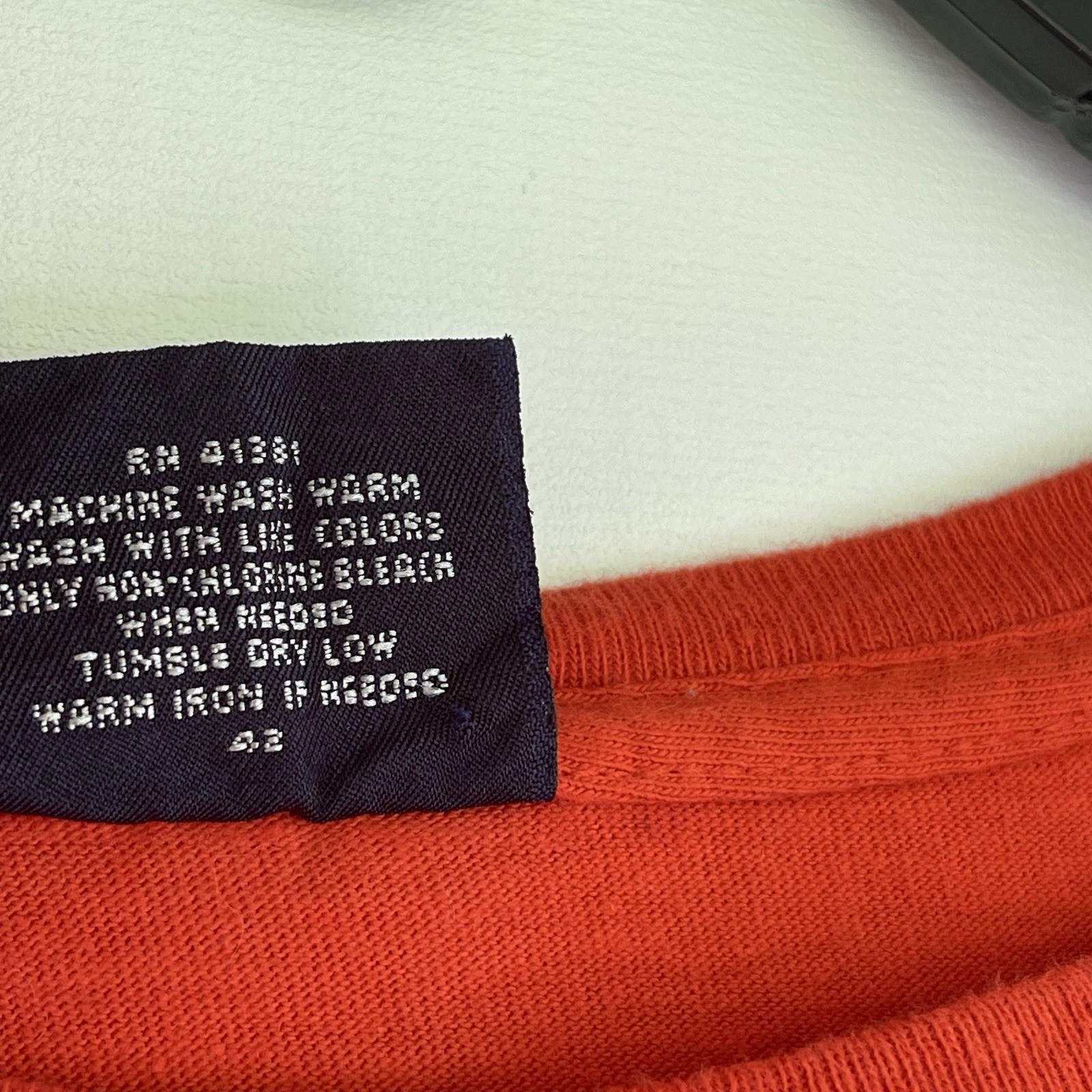 Polo Ralph Lauren uomo grande arancione verde pony manica lunga t shirt girocollo