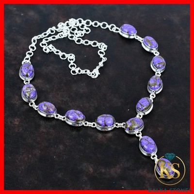 925 Silver Natural Copper Charoite Bezel Wedding Chain Birthday Mother Necklace