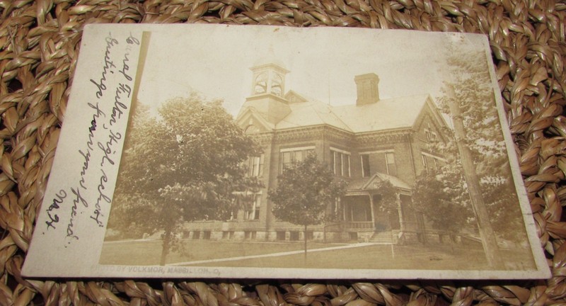 Antique 1907 RPPC Real Photo Postcard Canal Fulton Ohio High School
