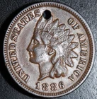 1886 INDIAN HEAD CENT -With LIBERTY & DIAMONDS - XF EF Details - TYPE 1 T1
