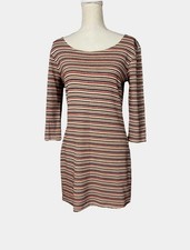 Tea n Rose Sheath Stretchy Dress Sz M Textured Material Stripe & Printed Cute